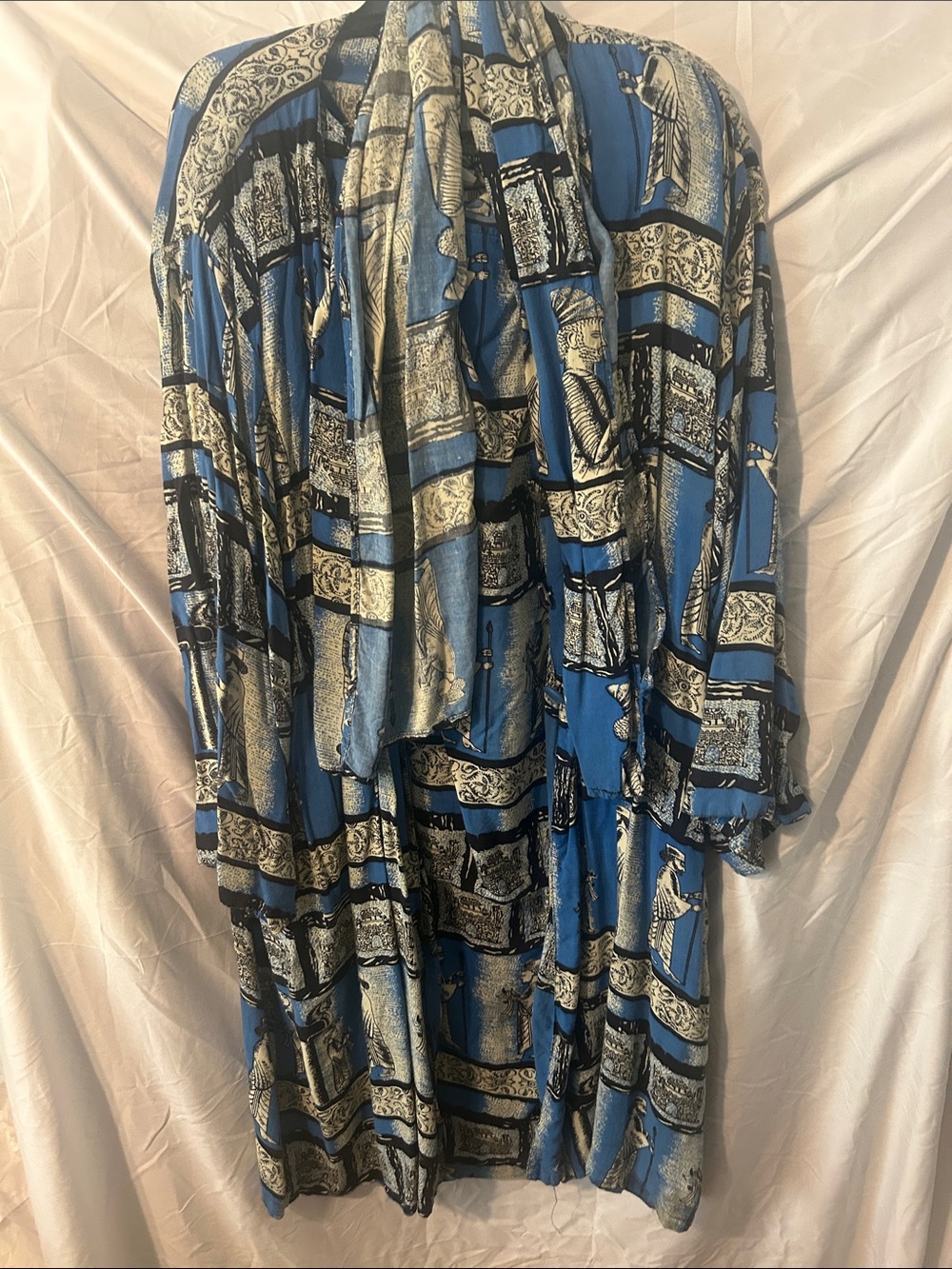 Rainbow Blue and Black Patterned Long Sleeve Dress